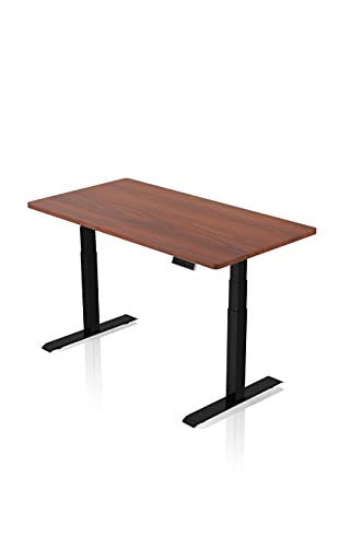 - AGIL - Elektrisch höhenverstellbarer Schreibtisch - Schwarzes Premium Gestell mit Doppelmotor & Walnuss Tischplatte - 140 x70 cm - Memory Funktion - Ergonomischer Schreibtisch - mit USB Hub von IH Engineering BV
