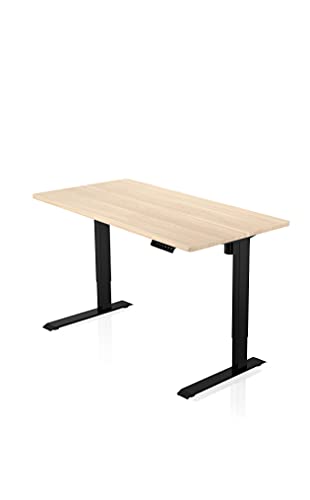 - AGIL - elektrisch Höhenverstellbarer Schreibtisch - Schwarzes Singlemotor Gestell & Ahornfarbene Tischplatte 120 x 60 cm - Ergonomischer Höhenverstellbarer Schreibtisch für Kinder und Erwachsene von IH Engineering BV