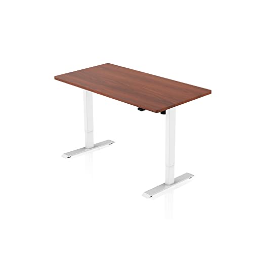 - AGIL - Elektrisch höhenverstellbarer Schreibtisch - weißes Gestell mit Walnuss Tischplatte - 140x70cm - Ergonomischer Sitz-Steh-Schreibtisch - gesundheitsbewusst und stilvoll am Arbeitsplatz von IH Engineering BV