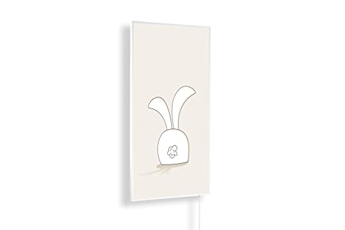 Infrarotheizung – Kinderzimmer Bildmotive – TÜV SÜD - 800 Watt + Thermostat - Weißer Rahmen (05. Hase) von IH Engineering BV