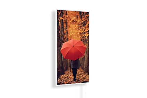 Infrarotheizung mit Bild – Herbst Bildmotive – TÜV SÜD - 600 Watt Bildheizung - Weißer Rahmen (05. Waldspaziergang) von IH Engineering BV