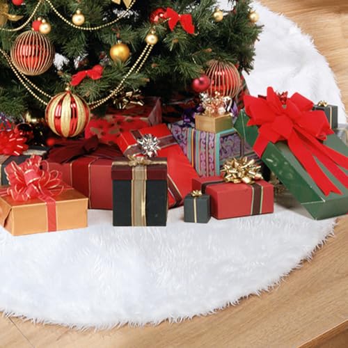 IHCEMIH Weihnachtsbaum Decke Christbaumdecke Rock Weiß Groß Plüsch Teppich Rund Weihnachtsbaumständer Abdeckung Weihnachtsdeko Kunstfell Weihnachtsbaumdecke Tannenbaum Unterlage Kuschelig 120cm von IHCEMIH