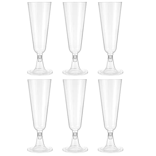 Glitzer-Kunststoff, 4,7 cm Plastik Sektgläser, Sektflöten Sektglas Champagner Sekt Einweg Polterabend Sektempfang Sektkelch Stiel-Gläser für Sekt (6 Stück) von IHEHUA