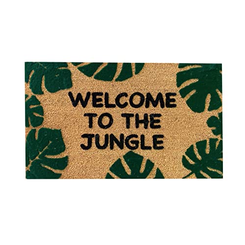 IHEHUA Lustige Fußmatte mit Aufschrift "Welcome To The Jungle", Blattgrün, Heimdekoration, Outdoor, Willkommensmatte, beflockter Teppich, Be Nice Or Leaf Fußmatte, Blume, Sommerdecken, Größe Cool von IHEHUA