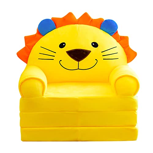 Plüsch Faltbares Kindersofa Rückenlehne Sessel 2 In 1 Faltbares Kindersofa Niedlich Cartoon Faul Sofa Kinder Flip Open Schlafsofa Für Wohnzimmer Schlafzimmer Ohne Liner Füllstoff Bester Auto Hals (B, von IHEHUA