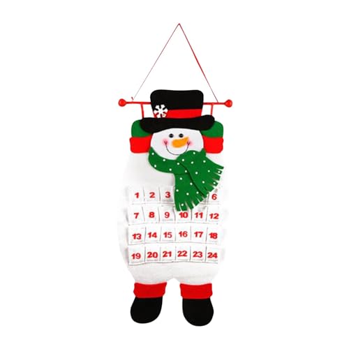 Weihnachts-Adventskalender Wand Schneemann Adventskalender mit Taschen 24 Tage Wiederverwendbarer Weihnachts-Countdown-Kalender Hängende Weihnachtsdekorationen Kalender Schreibtischunterlage -2022 von IHEHUA