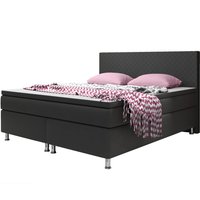 Boxspringbett Madrid 180x200 cm Kunstleder Schwarz von IHG