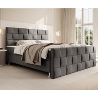 Boxspringbett Tarifa 180x200cm Velour Anthrazit / SL 3 / Deren 11 von IHG