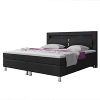 IHG Boxspringbett MILANO 180x200 Kunstleder Schwarz TYP 6 mit integriertem Topper von IHG