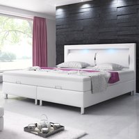 IHG Boxspringbett Milano 180x200 Bettkasten Kunstleder Weiss TYP 6 mit integriertem Topper von IHG