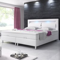 Boxspringbett Milano 180x200 Bettkasten Kunstleder Weiss TYP 6 mit integriertem Topper von IHG