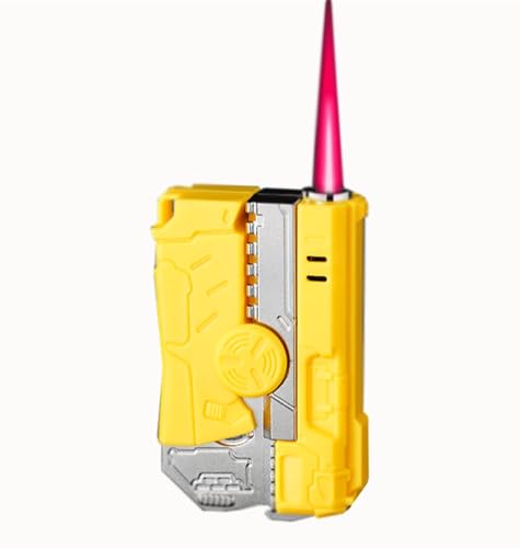 IHGVVING 2024 Jet Tragbares aufblasbares Feuerzeug, 2-in-1 winddichtes Jet Flame-Feuerzeug, faltbares praktisches Feuerzeug, Geschenk for Männer(Yellow) von IHGVVING
