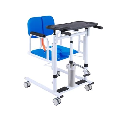 IHGVVING 2025 Heim-Patientenlift-Transferstuhl, Multifunktionaler Patientenlift-Rollstuhl, geteilter Sitz, Toiletten-Transferstuhl mit Kissen, Hydraulischer Lift-Pflegewagen for ältere Menschen(Blue) von IHGVVING