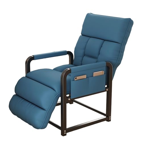 IHGVVING Liegesofa, tragbar, verstellbare Rückenlehne, Kleiner Liege-Lesestuhl mit Stützstange und Seitentaschen, bequemer Sitz- oder Liegestuhl for Schlafzimmer, Wohnzimmer (weiß)(Blue) von IHGVVING