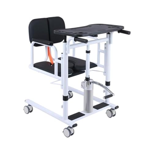IHGVVING Rehabilitationshilfe for ältere Menschen, Multifunktionaler tragbarer 4-in-1-Patientenliftrollstuhl mit 180° geteilter Sitzfläche, Toilettentransferstuhl mit Kissen,(Black) von IHGVVING