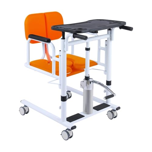 IHGVVING Rehabilitationshilfe for ältere Menschen, Multifunktionaler tragbarer 4-in-1-Patientenliftrollstuhl mit 180° geteilter Sitzfläche, Toilettentransferstuhl mit Kissen,(Orange) von IHGVVING