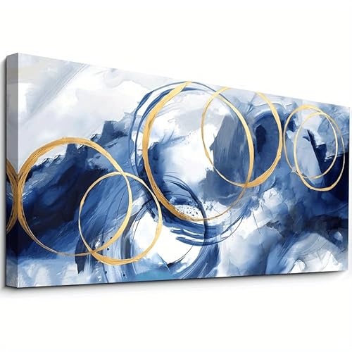 IHHGNB Abstrakte blaue Wandkunstbilder, zeitgenössische Wandkunstgemälde, Kunstwerke, Leinwanddrucke für die Wanddekoration im Wohnzimmer (60 x 120 cm (24 x 47 Zoll) / ohne Rahmen) von IHHGNB