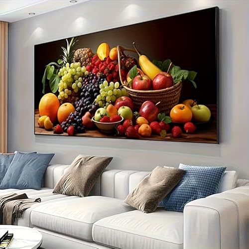 IHHGNB Moderne, lebendige Obst-Leinwandkunst, große, rahmenlose Drucke, Poster, Kunstwerke für Wohnzimmer, Schlafzimmer, Küche, Büro, Dekoration (70 x 140 cm (28 x 55 Zoll)/ohne Rahmen) von IHHGNB