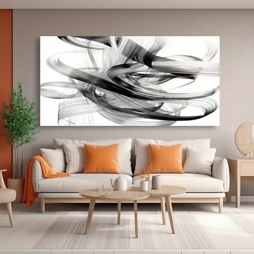 IHHGNB Moderne abstrakte Wirbel Leinwand Wandkunst Schwarz Grau Gemälde Bilddruck für Wohnzimmer Schlafzimmer Büro Küche Dekor (40x80cm (16x31in) / Kein Rahmen) von IHHGNB
