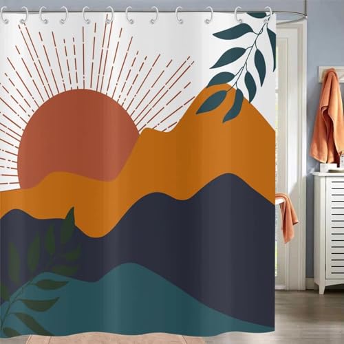 IHHGNB Wasserdichter Duschvorhang im Bohemian-Stil, Abstraktion, Jahrhundertkunst, Moderne minimalistische Geometrie, ästhetischer Duschvorhang, 70 x 181 cm (28 x 71 Zoll) von IHHGNB