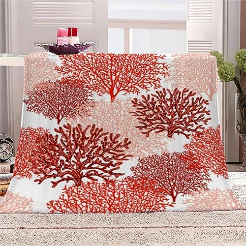 Koralle Kuscheldecke 180x220 cm Flanelldecke Blumenmuster flauschig Warme Microfaser Blanket Groß Tagesdecke Decke für Sofa und Bett Hochwertige Decke Sommer von IHIPPO