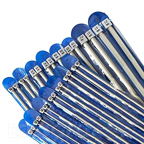 IHKFILAN Aluminium Metall Stricknadel Set Einziger Punkt Gerade Nadel Stricknadeln DIY Webwerkzeuge 15 Paar (2 mm-12 mm) von IHKFILAN