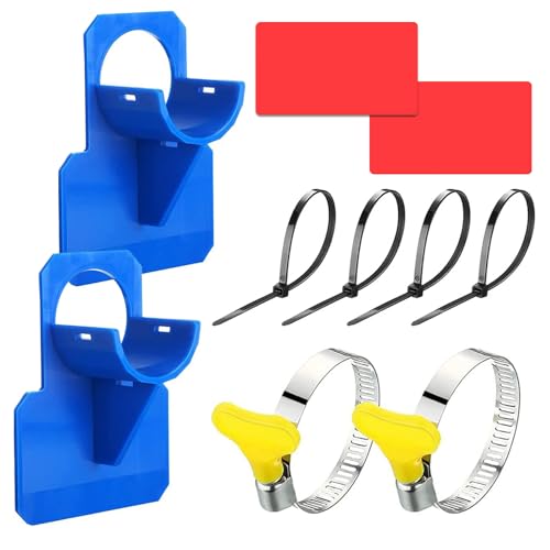 2 Stück Pool Schlauchhalter Knickschutz aus Kunststoff, Schwimmbad Rohrhalter 26mm - 38mm Pool Schlauchhalterung Poolzubehör mit Kabelbinder, Pool Rohrhalter Fitting für Intex und Bestway (Blau) von IHLOOTD