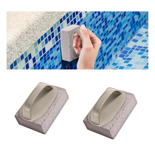 Poolbürste Bimstein 2 Stück Pool Reinigungsbürste Cleaning Block Poolbürsten Bimsstein Reinigungsstein Poolreiniger Bürste Pumice Stone Poolschwamm mit Griff für Schwimmbädern, Badezimmern, Küchen von IHLOOTD
