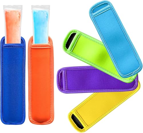 Popsicle Halter Taschen, 6 Stück Eis Am Stiel Halter für Kinder, Ice Pop Neopren Anti Frosting Sleeves, Wiederverwendbare Popsicle Halter Taschen, Frostschutzeis Pop Ärmel für Sommer Pool party (B) von IHLOOTD
