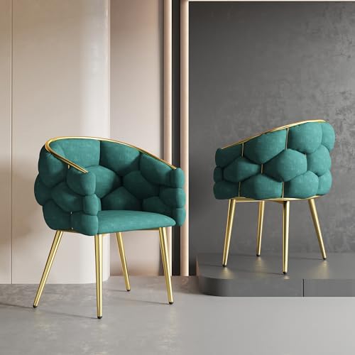 Esszimmerstühle, Samt Schminktisch stuhl, Sessel modern für Wohnzimmer, Esszimmer, als Küchenstühle, Für Schminktisch, Grün Sessel & stühle, Beine aus vergoldetem Eisen, Dining Chair - Grün/Gold von IHO SOFA
