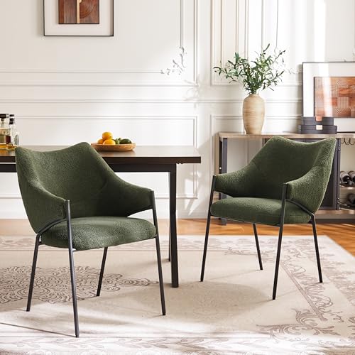 IHO SOFA 2er Set Esszimmerstühle, Essstühle, Küchenstuhle, Lamm Plüsch Stoff und Verdicktes Sitzkissen, Küche/Esszimmer/Wohnzimmer/Arbeitszimmer, Ergonomischer Sessel, Grun Küchenstuhl von IHO SOFA