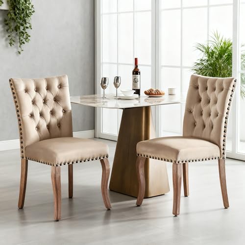 IHO SOFA Esszimmerstühle 2er Set, Wohnzimmer Stühle, Polsterstuhl, Stühle Esszimmer, Dining Chair, Beinen aus Massivholz, Bezug aus Samt, Polsterstuhl mit Nagelkopfbesatz, Helles Kamel Stuhl IHO SOFA Esszimmerstühle 2er Set, Wohnzimmer Stühle, Polsterstuhl, Stühle Esszimmer, Dining Chair, Beinen aus Massivholz, Bezug aus Samt, Polsterstuhl mit Nagelkopfbesatz, Helles Kamel Stuhl von IHO SOFA