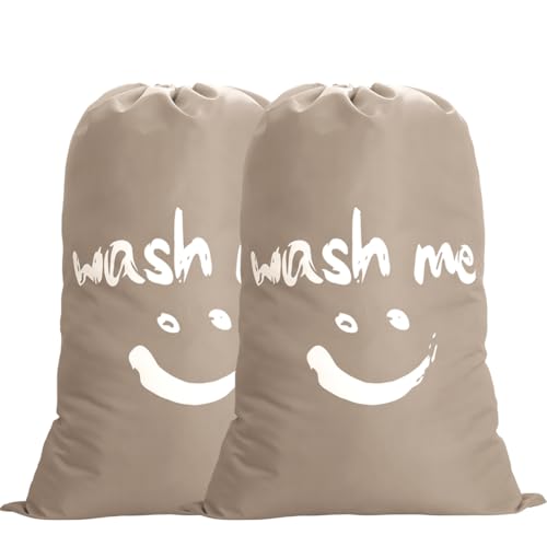IHOMAGIC 2Pack Wäschesack Reise Schmutzwäsche 125L Wäschesammler Wäschetasche Wäschebeutel Groß Faltbarer Wäschekorb Aufbewahrungstasche Wäschebehälter Für Kleidung Steppdecken Kissen 66x96cm, Khaki von IHOMAGIC