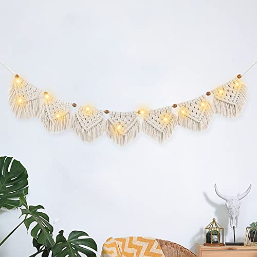 IHONYI Boho Deko - Makramee Wandbehang,Wandteppich Chic Tapisserie Fransengirlande Mit 3M LED Lichterkette,Handgewebt Girlande Boho Wanddeko Für Wohnzimmer/Schlafzimmer/Balkon IHONYI Boho Deko - Makramee Wandbehang,Wandteppich Chic Tapisserie Fransengirlande Mit 3M LED Lichterkette,Handgewebt Girlande Boho Wanddeko Für Wohnzimmer/Schlafzimmer/Balkon von IHONYI