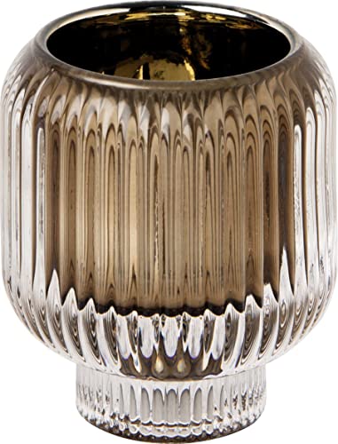 Teelichthalter mit Sockel aus Glas in Braun, innen goldfarben Ø 7,5 x H 9,5 cm, von Ihr Ideal Home Range GmbH von Ihr Ideal Home Range GmbH