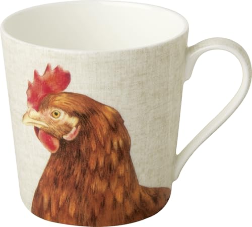IHR - BOJ 1072660 - Kaffee Becher, Farm Hen, Huhn, Porzellan, Bone China, 9cm x 9cm, spülmaschinen- und mikrowellengeeignet, 350ml von IHR Ideal Home Range