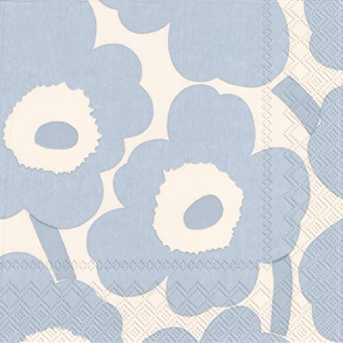 IHR Ideal Home Range C552641 Cocktailservietten Einweg 3-lagig Papier Party-Servietten-Set, Unikko Creme Hellblau von IHR Ideal Home Range