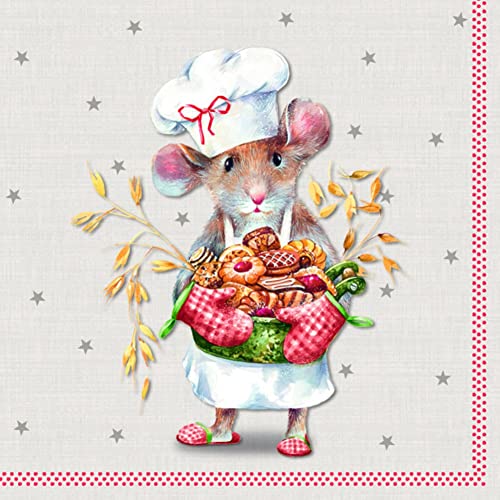 IHR Ideal Home Range - Papierservietten ANNA BAKED cream red 20 St. Lunch-Servietten 33 cm x 33 cm von IHR Ideal Home Range