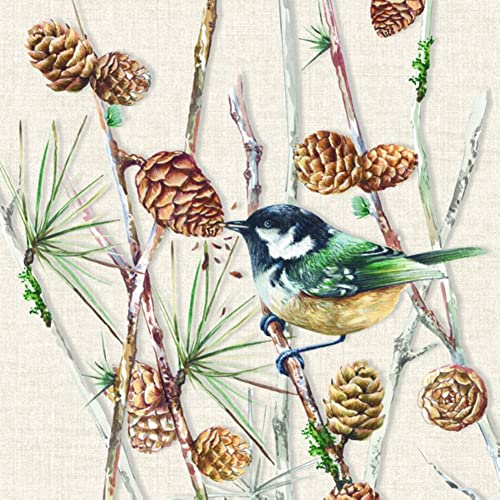 IHR Ideal Home Range - Papierservietten BIRD ON BRANCH cream 20 St. Lunch-Servietten 33 cm x 33 cm von IHR Ideal Home Range