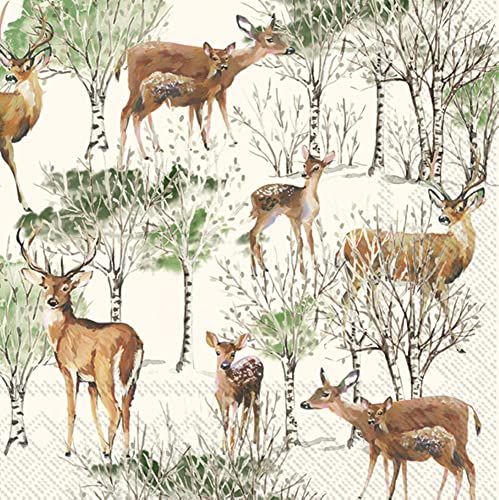 IHR Ideal Home Range - Papierservietten DEER GROVE cream 20 St. Lunch-Servietten 33 cm x 33 cm von IHR Ideal Home Range