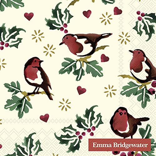 IHR Ideal Home Range - Papierservietten Emma Bridgewater LITTLE ROBIN cream 20 St. Cocktail-Servietten 25 cm x 25 cm von IHR Ideal Home Range