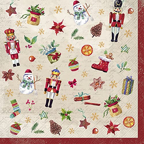 IHR Ideal Home Range - Papierservietten FESTIVE TRADITION cream 20 St. Lunch-Servietten 33 cm x 33 cm von IHR Ideal Home Range