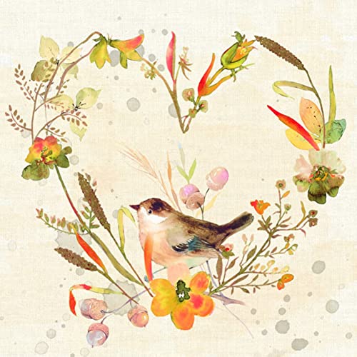 IHR Ideal Home Range - Papierservietten LOVELY LITTLE BIRD cream 20 St. Lunch-Servietten 33 cm x 33 cm von IHR Ideal Home Range