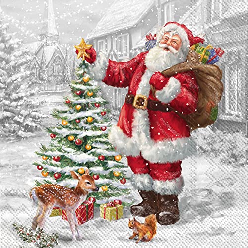 IHR Ideal Home Range - Papierservietten SANTAS XMAS TREE 20 St. Lunch-Servietten 33 cm x 33 cm von IHR Ideal Home Range