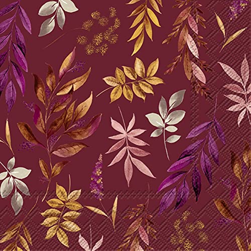 IHR Ideal Home Range - Servietten Herbst DARLA LEAVES red Herbstdekor Blumen 20 St. Cocktail-Servietten 25 cm x 25 cm von IHR Ideal Home Range