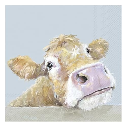 IHR - L 1079049 - Lunch Servietten, Papier, 20 Stück, Cow Bella, Kuh, hellblau, 33cm x 33cm, 3 Lagig IHR - L 1079049 - Lunch Servietten, Papier, 20 Stück, Cow Bella, Kuh, hellblau, 33cm x 33cm, 3 Lagig von IHR Ideal Home Range