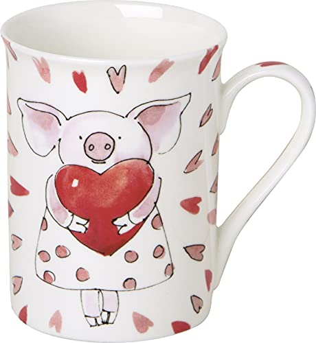 IHR - BOB 852000 - Becher, Piggy Love, Liebe, Schweinchen, weiß, Porzellan, Bone China, 10,5cm x 8,5cm von IHR