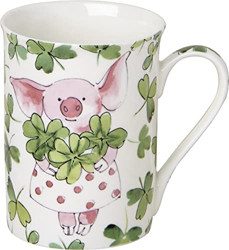 IHR - BOB 852100 - Becher, Piggy Luck, Glück, Schweinchen, weiß, Porzellan, Bone China, 10,5cm x 8,5cm von IHR