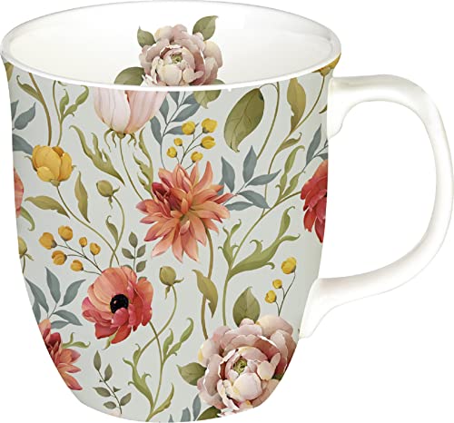 IHR - BOC 965449 - Becher, Flower Story, Blumen, Porzellan, Bone China, 10cm x 9cm, spülmaschinen- und mikrowellengeeignet, 375ml von IHR