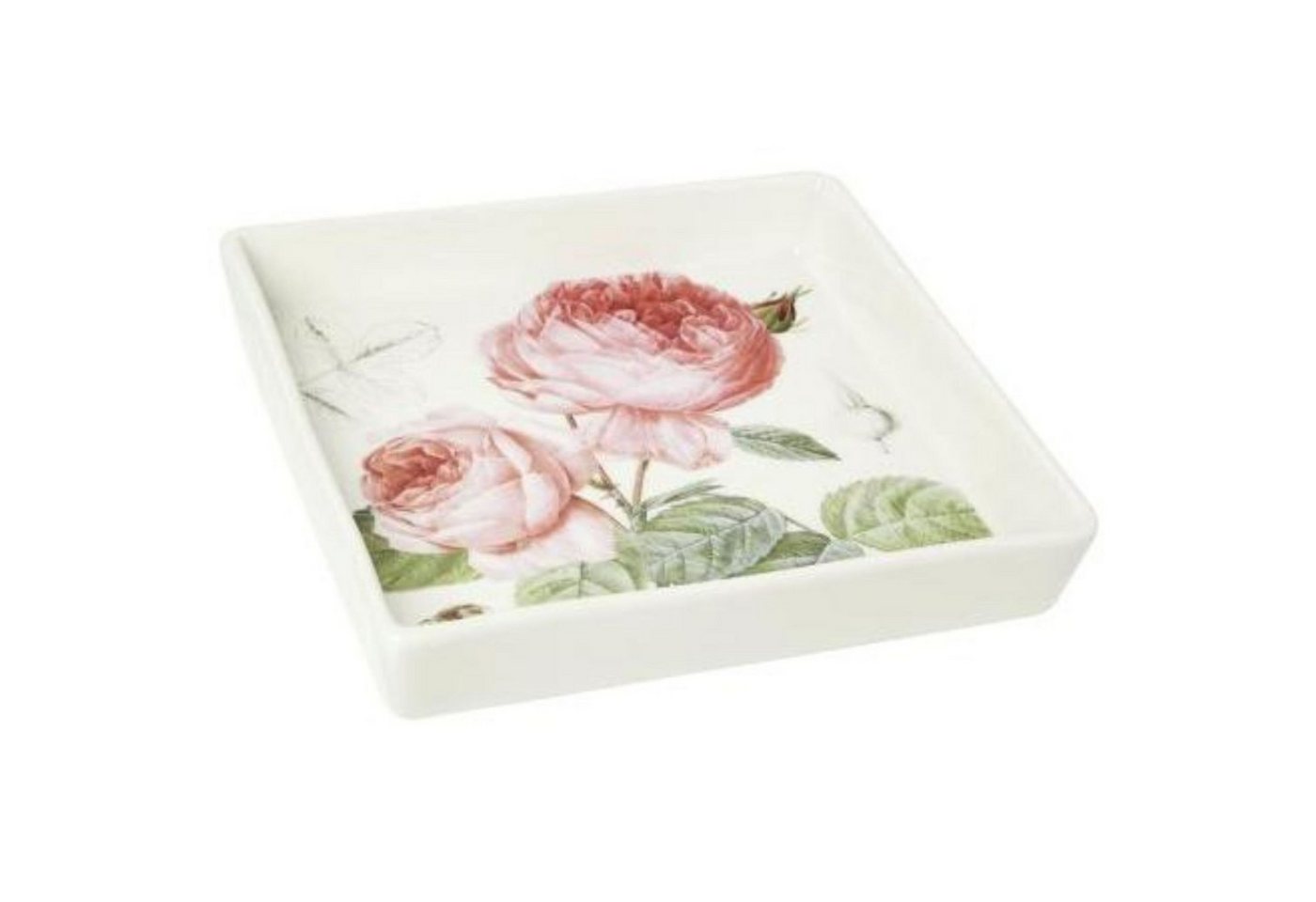 IHR Dekoschale Porzellanschale Elisabeth 18cm Schale Teller Gedeckter Blumen Frühling Tisch Rosen Rose Weiß Grün Rosa Pink von IHR